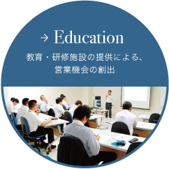 Education 教育・研修施設の提供による、営業機会の創出